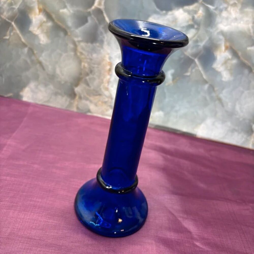 VTG Cobalt Blue Stick Candle Holder/ Bud Vase
